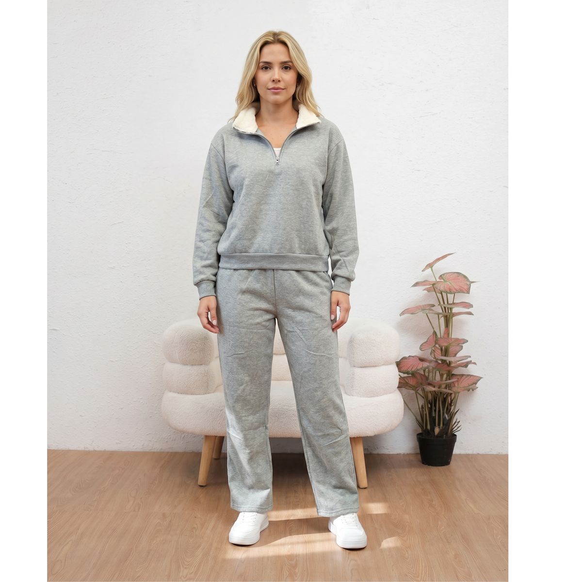LIKE SHOP - Conjunto Mujer Afranelado Buzo Poleron Invierno Moda 7218