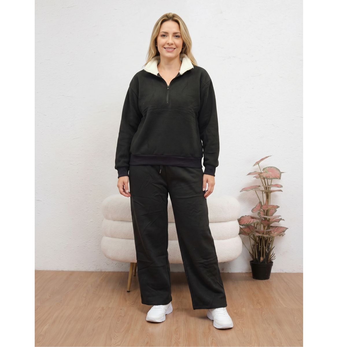 LIKE SHOP - Conjunto Mujer Afranelado Buzo Poleron Invierno Moda 7218