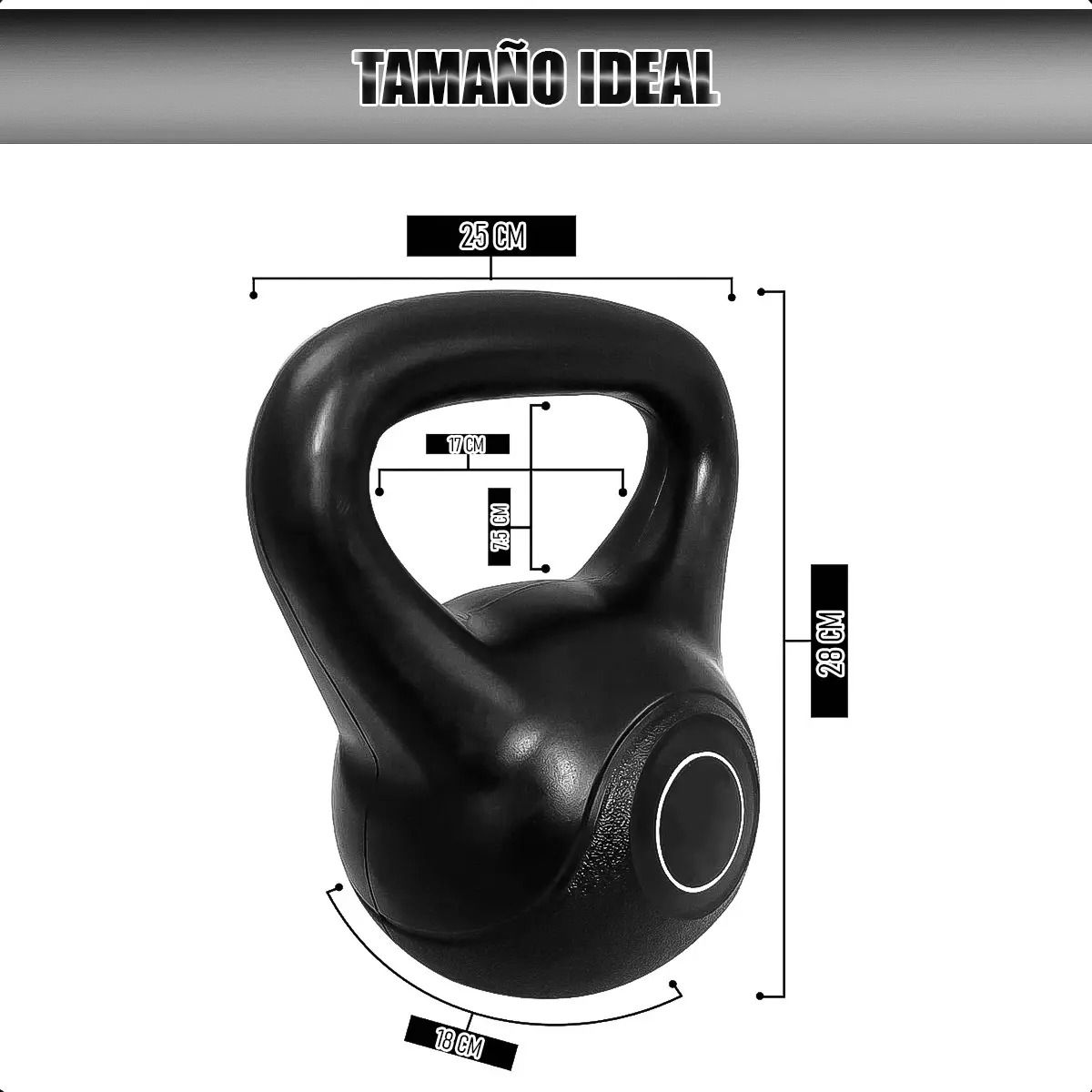 GENERICO - Pesa Rusa 10kg Pesa Kettlebell Mancuerna Ejercicio Crossfit Color Negro