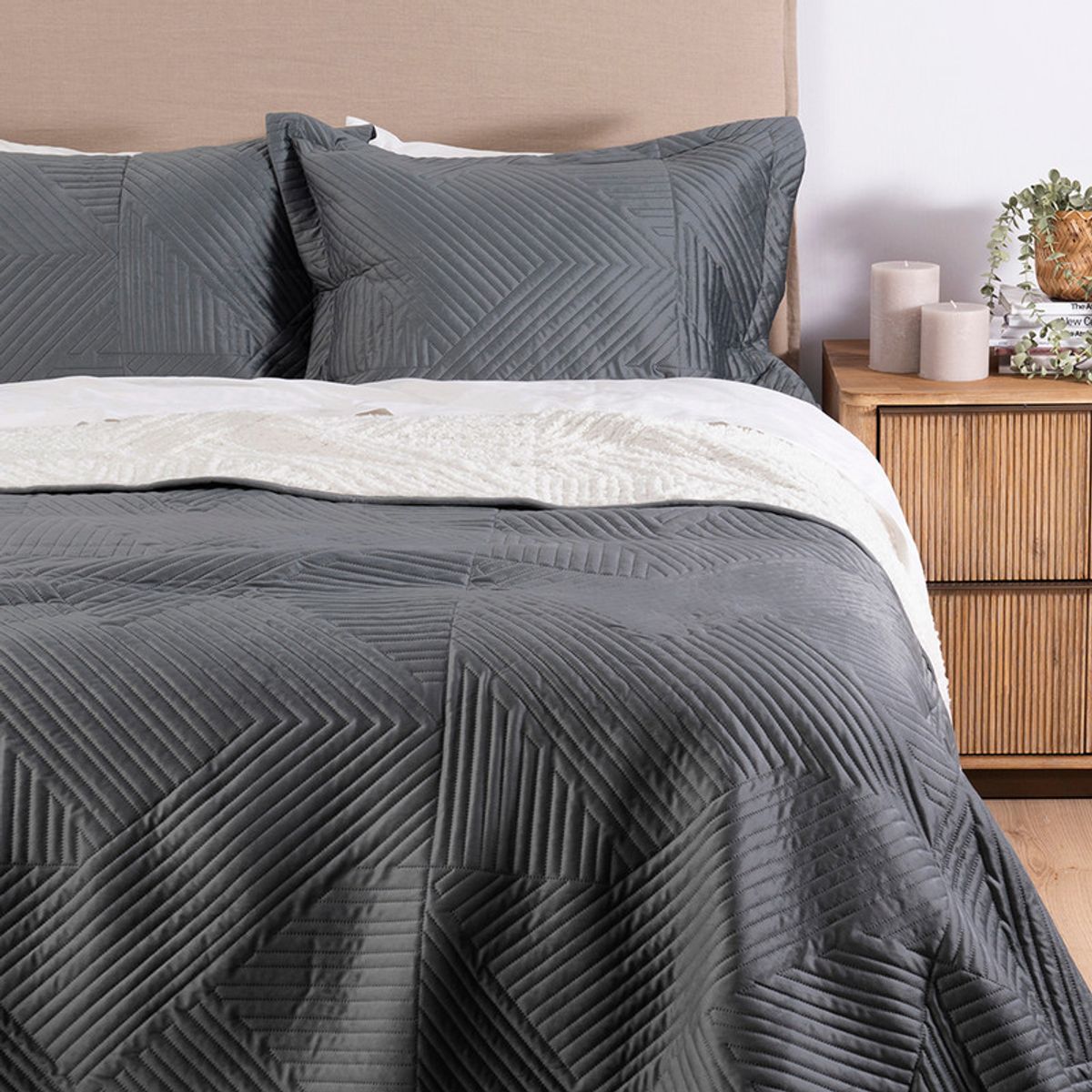 FABRICS - Quilt velvet sherpa 1.5 PL Taro Marengo
