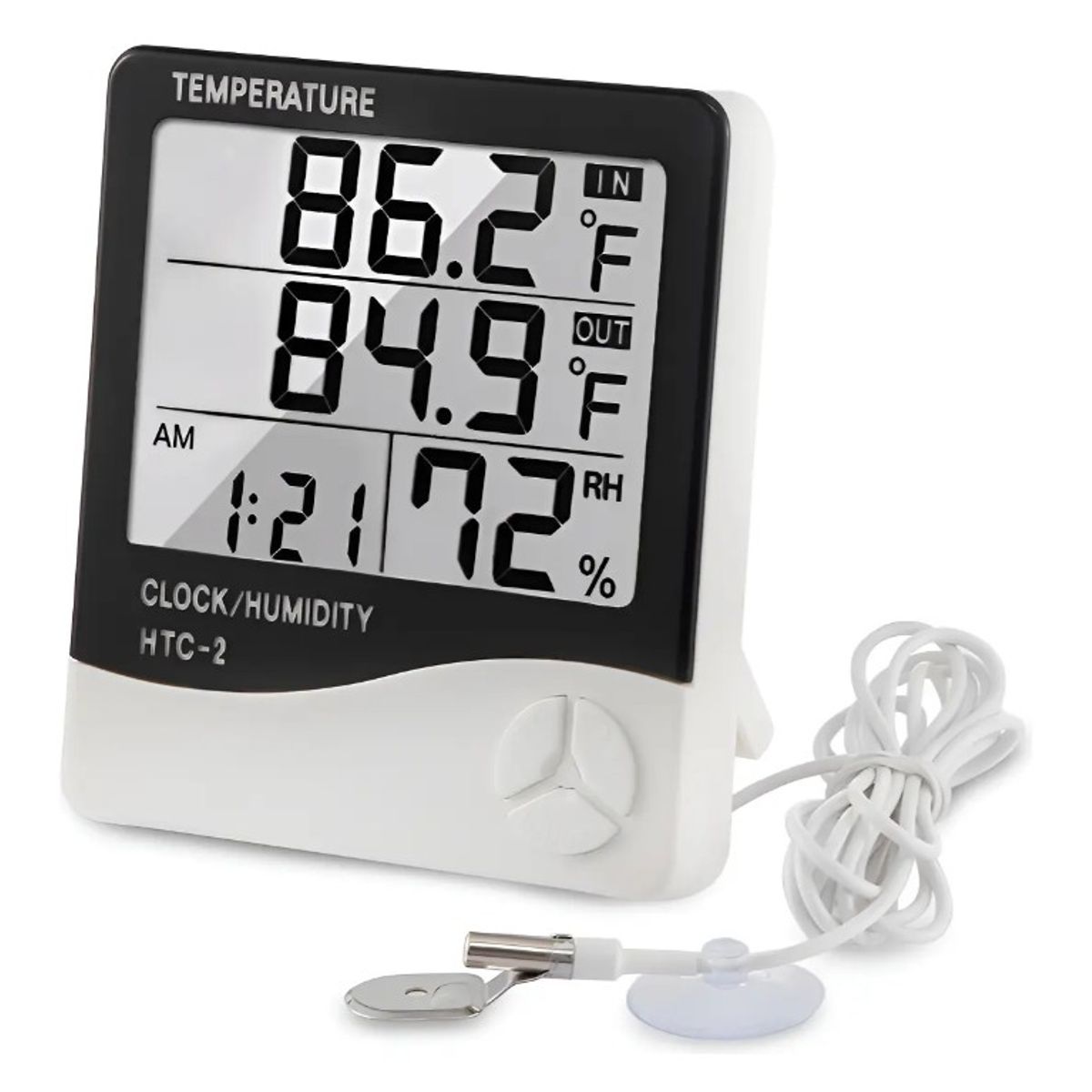 GENERICO - Termómetro Ambiental Higrómetro Digital Reloj Alarma Csonda