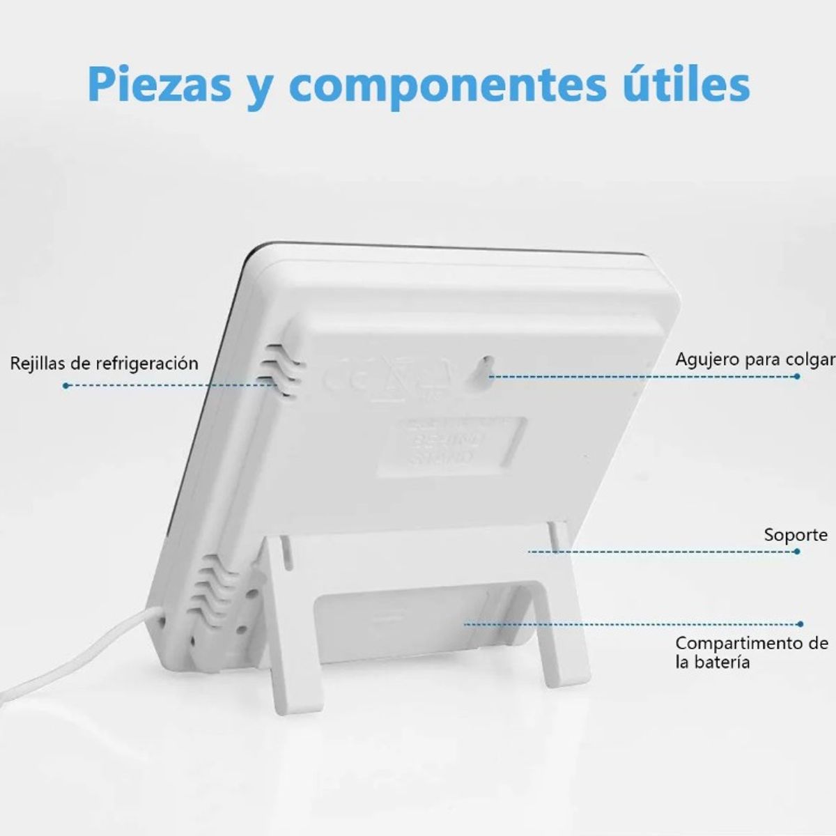 GENERICO - Termómetro Ambiental Higrómetro Digital Reloj Alarma Csonda