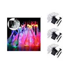 GENERICO - Pack X3 Guirnalda Gota De Agua Led Colores Carga Solar