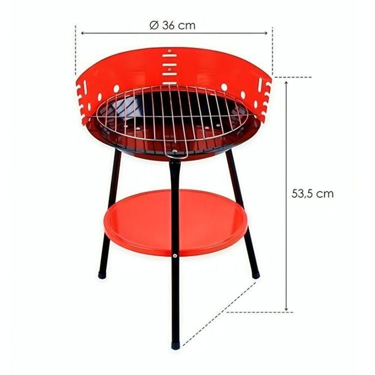 GENERICO - Parrilla Barbacoa Redonda De Acero Con Patas Desmontables