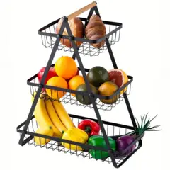 GENERICO - Cesta De Metal 3 Niveles Frutero Multiuso