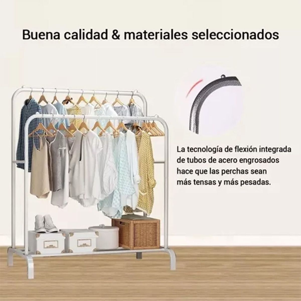 GENERICO - Perchero Metalico 35 kilos Doble Barra Closet Exhibicion