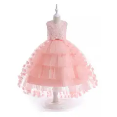 ALMA & DECO - Vestido Bautizo Paje Fiesta Modelo Flor Rosa con Lazo Ajustable