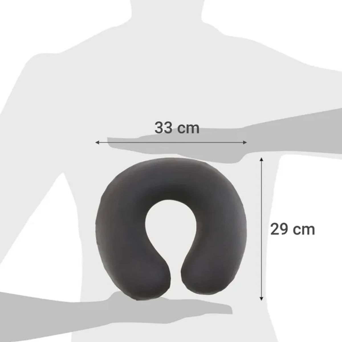 GENERICO - ALMOHADA DE VIAJE ERGONOMICA COJIN DE CUELLO COMODA - NEGRO