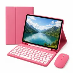 GENERICO - Funda Tipo Libro con Teclado 2.0 y Mouse para Samsung S6 Lite 10.4 Color Sandía