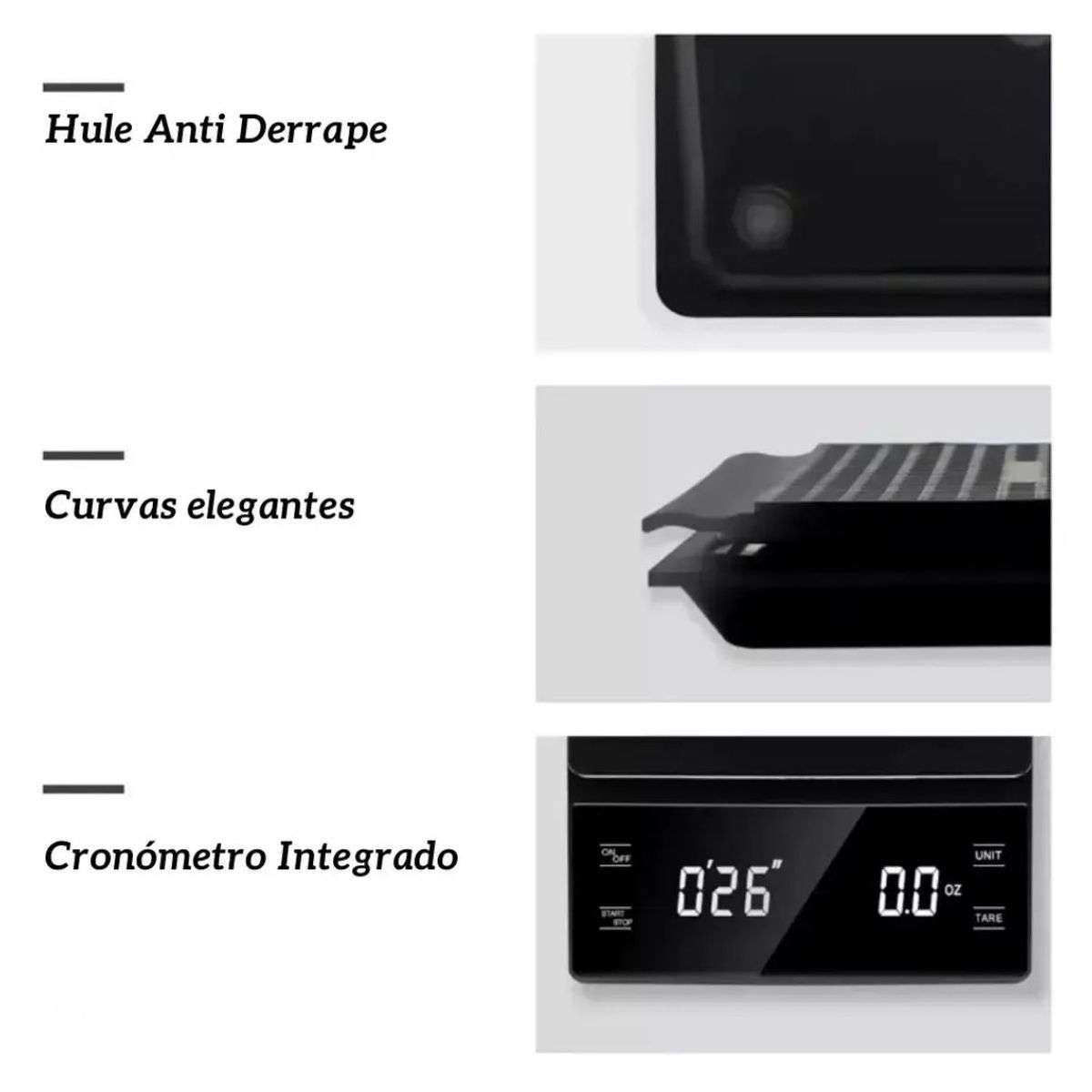 OEM - Báscula Digital Para Gramera Precisa Y Cronómetro De Cocinar Capacidad Máxima 3 Kg Color Negro
