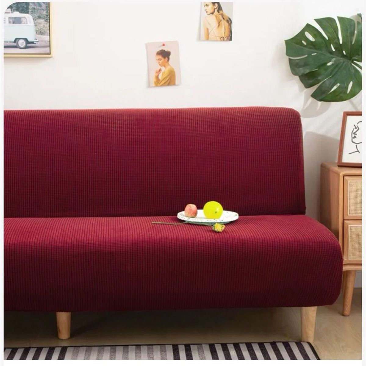 GENERICO - Funda Protectora Cubre Futon De Tela Cuadrille