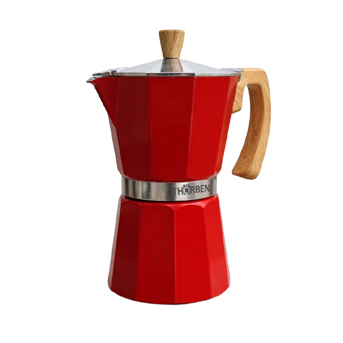 THORBEN - Cafetera Moka Thor Moka Milano de 9 tazas Rojo
