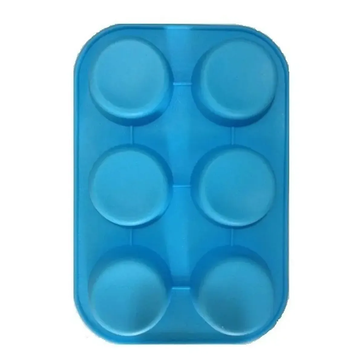 GENERICO - Molde de Silicona para muffins o cupcakes de 6 cavidades color Celeste