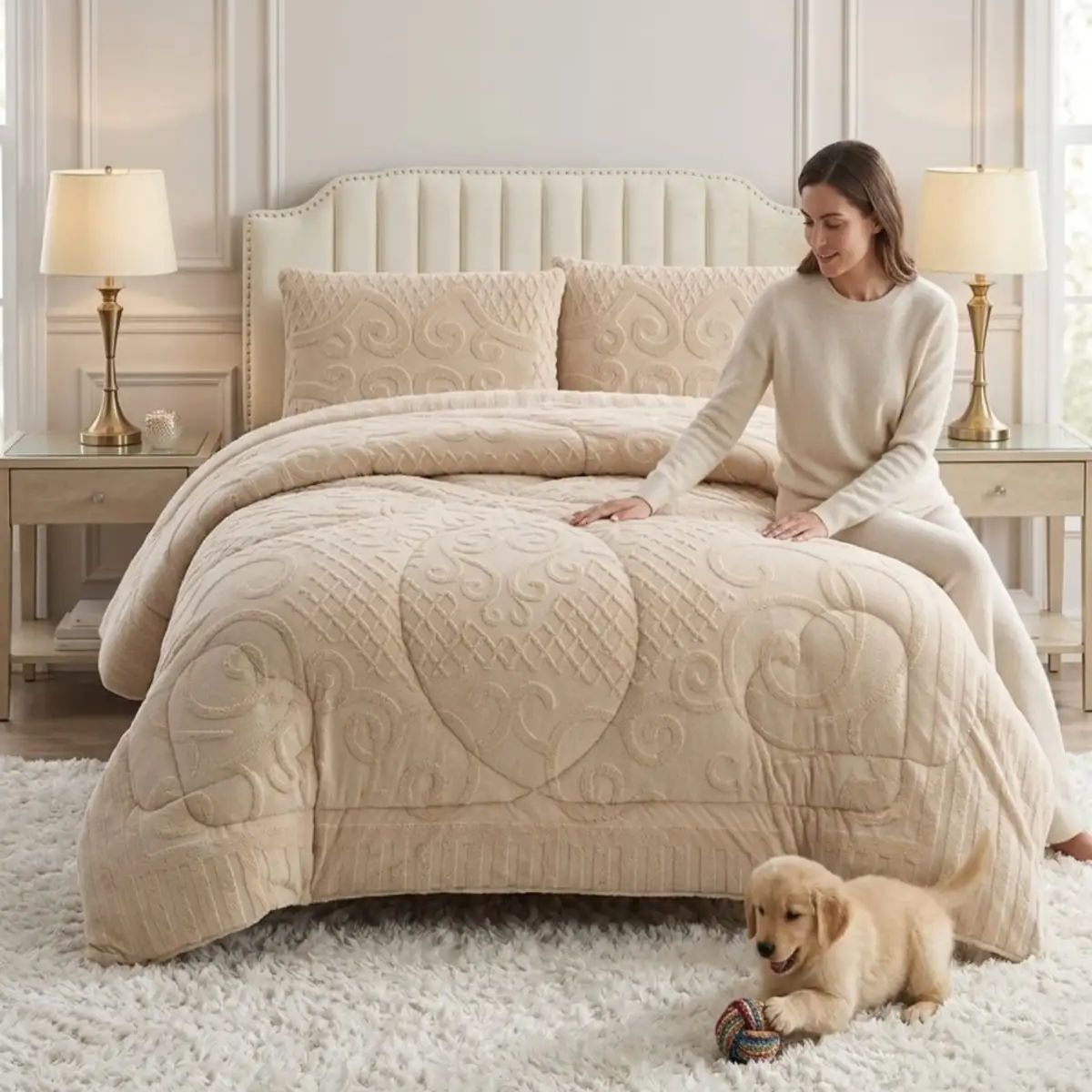 GENERICO - Cubrecama termico de invierno Jacquard  2 Plazas