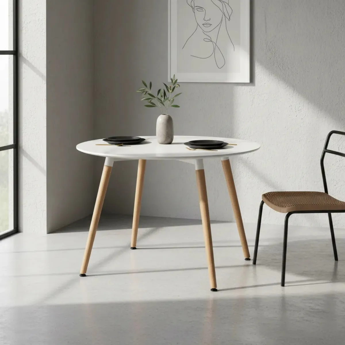 Mesa 100 cm Redonda de Comedor Elemental, marca HABITA2 CHILE - Foto 2