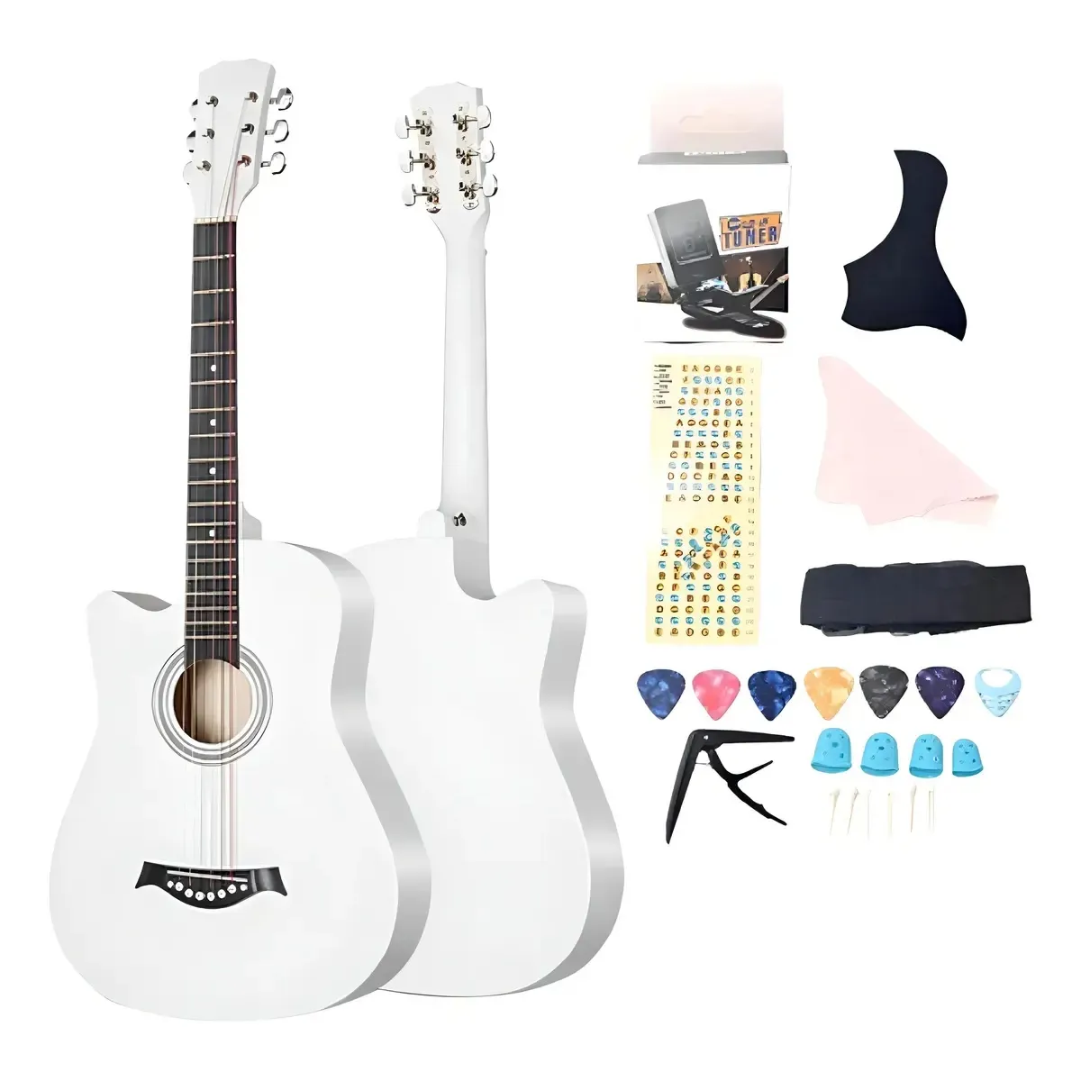 GENERICO - Guitarra Acústica 38 Pulgadas Blanca + Accesorios