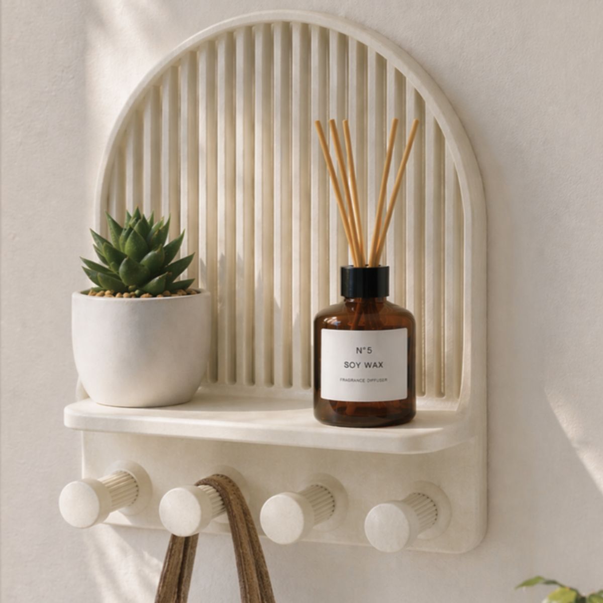 GENERICO - Figura decorativa Organizador con ganchos y estante