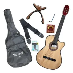 VIZCAYA - Pack Guitarra Acústica + Funda + Atril + Afinador + Correa