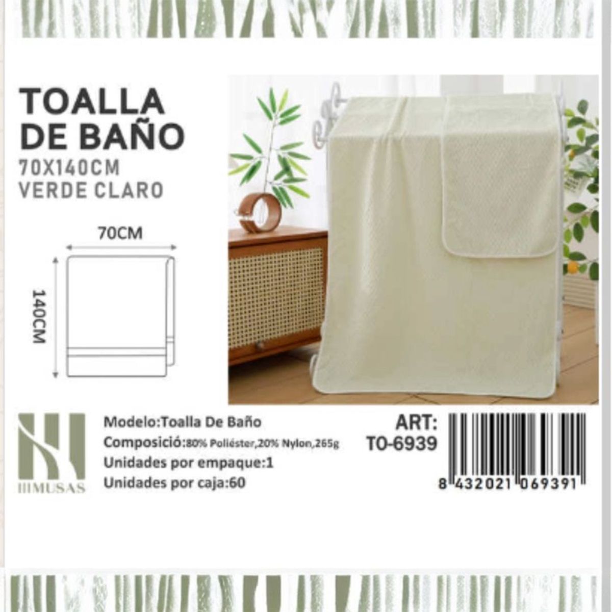 GENERICO - Toalla De Microfibra Suave 70X140Cm Imussa