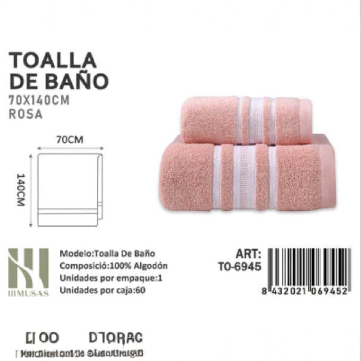 GENERICO - Toallas 100% Algodon Con Detalles Bordados 70X140