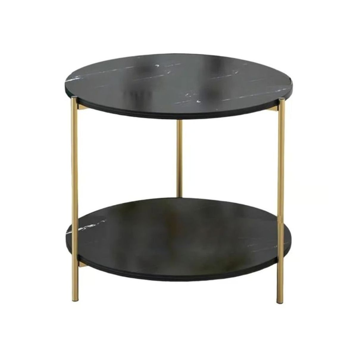 GENERICO - Mesa Auxiliar Moderna Marmoleado Decoracion Redondo Negro