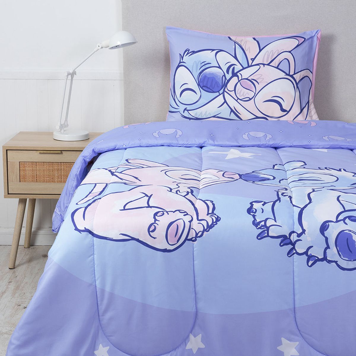MASHINI - CUBRECAMA PLUMON REVERSIBLE STITCH LUNA MASHINI 1.5 PLAZAS