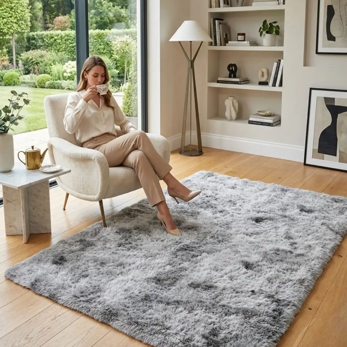 GENERICO - Alfombra Shaggy Pelo Largo 150x200 Cm Suave Living Dormitorio
