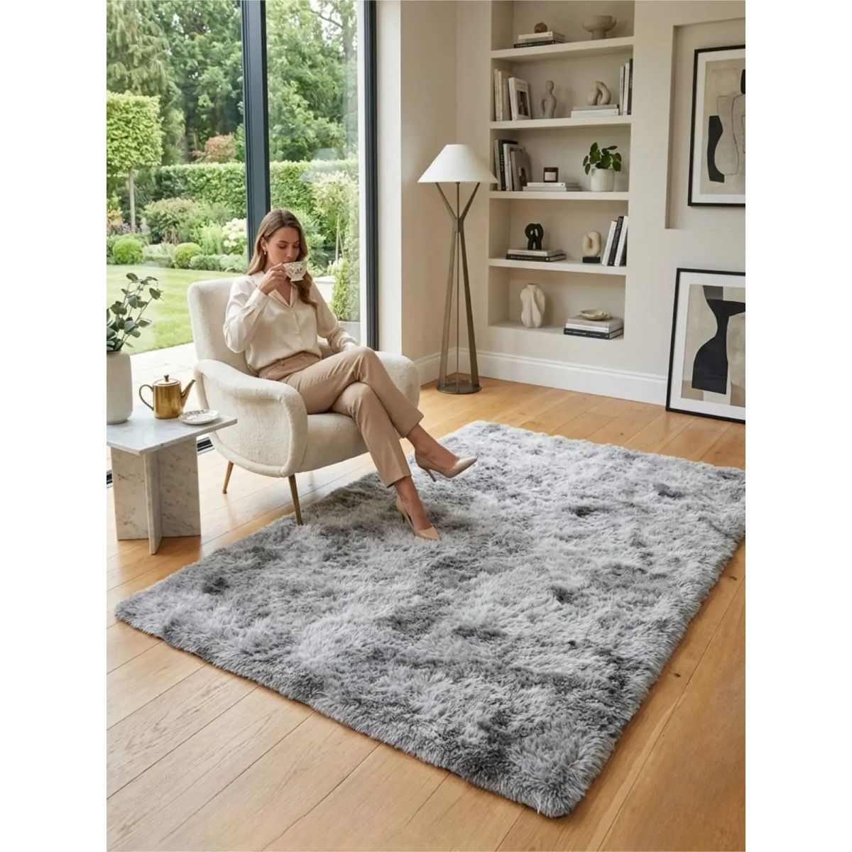 GENERICO - Alfombra Shaggy Pelo Largo 150x200 Cm Suave Living Dormitorio