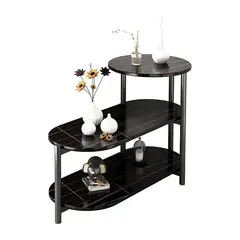GENERICO - Mesa Auxiliar De Centro Decorativa De 3 Niveles Mesa De Lujo Negro
