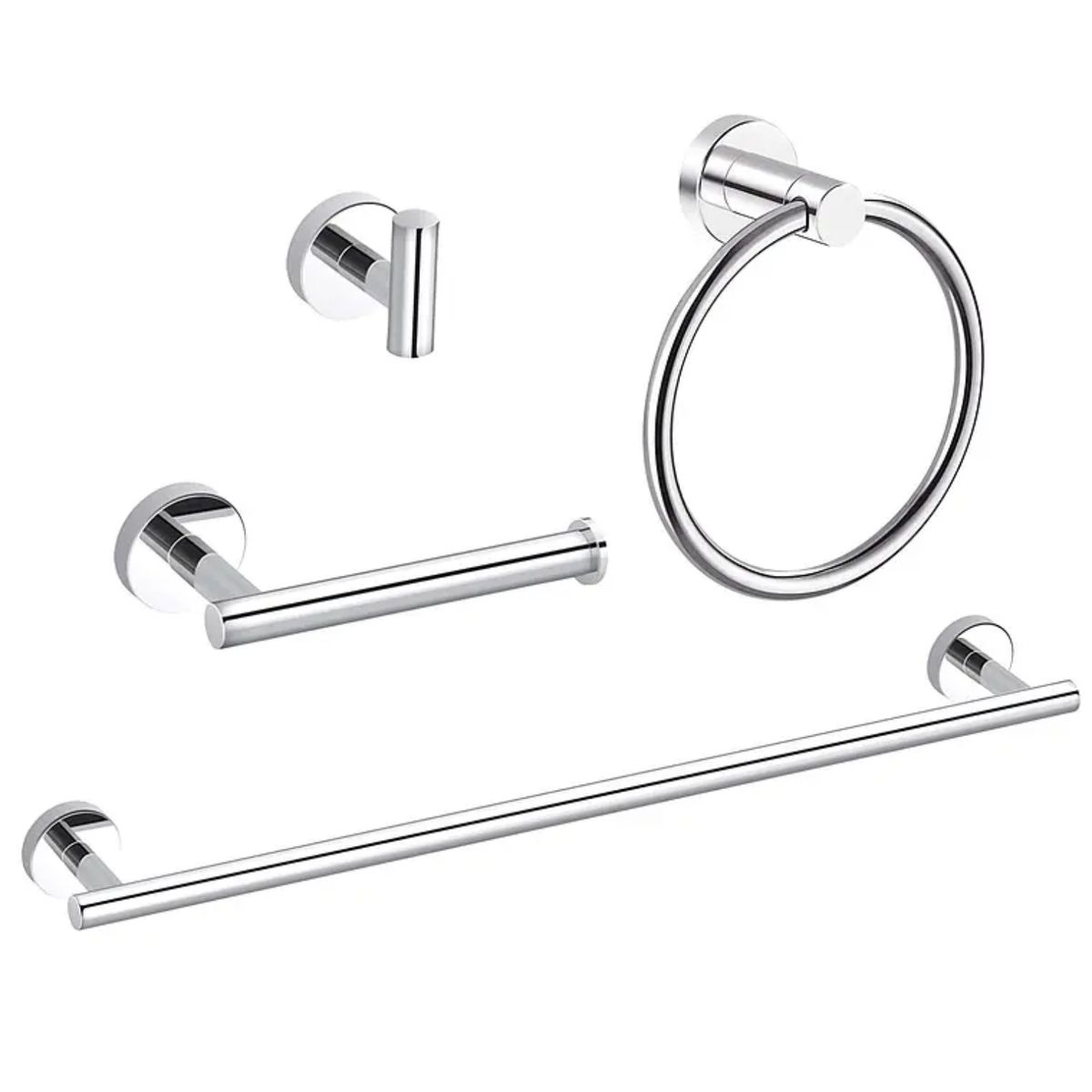 GENERICO - Set 4 Accesorios Baño Acero Inoxidable Cromado Kit Completo