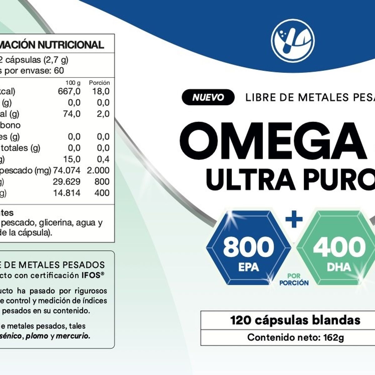 NATURAL FARM - Omega 3 Ultra Puro Nf 120 Blandas. 400mg Dha / 800mg Epa