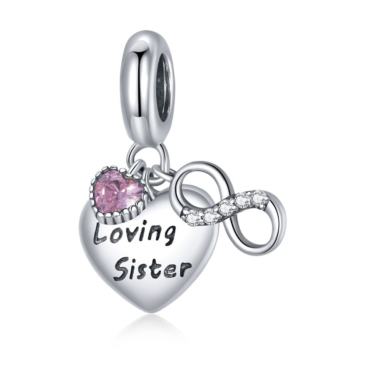 TODOJOYAS - Charm Dije Plata 925 Corazon Loving Sister Infinito