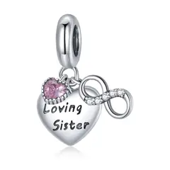 TODOJOYAS - Charm Dije Plata 925 Corazon Loving Sister Infinito