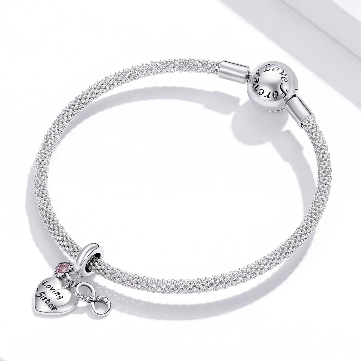 TODOJOYAS - Charm Dije Plata 925 Corazon Loving Sister Infinito