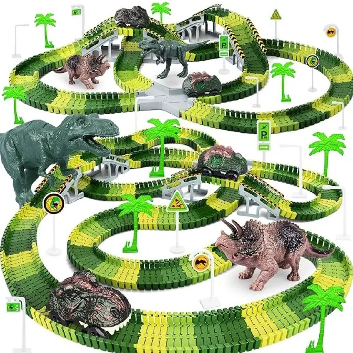 GENERICO - 340pcs Pista Carreras Juguetes Niños Con Coche De Dinosaurio Labg