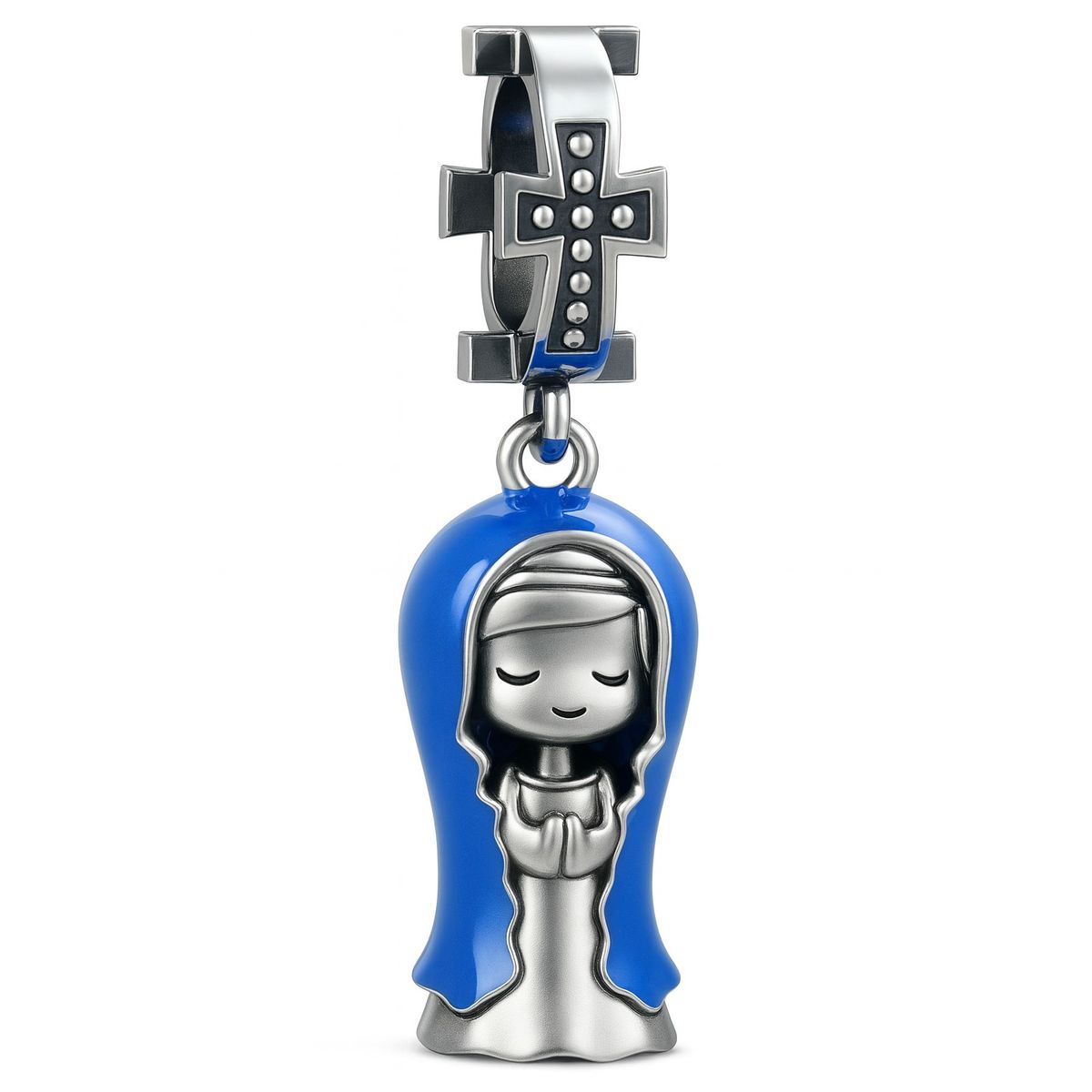TODOJOYAS - Charm Dije Virgen María Plata 925 Manto Azul