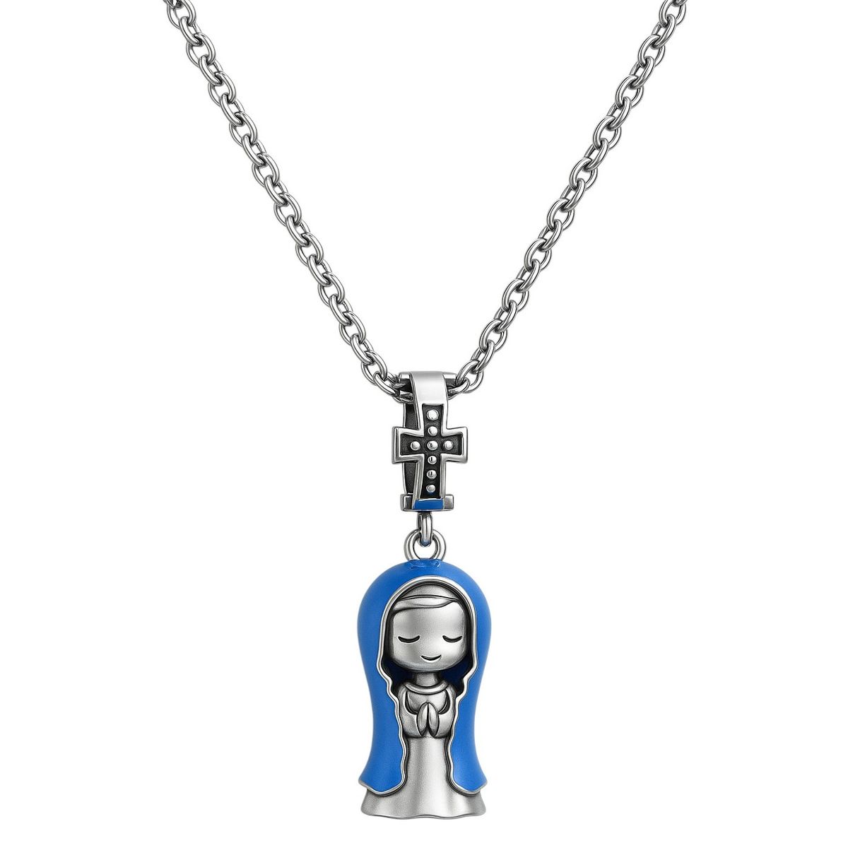 TODOJOYAS - Charm Dije Virgen María Plata 925 Manto Azul