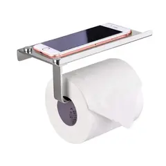 GENERICO - Porta Rollo Papel Higienico Con Soporte Celular Repisa Acero Inoxidable Muro Baño