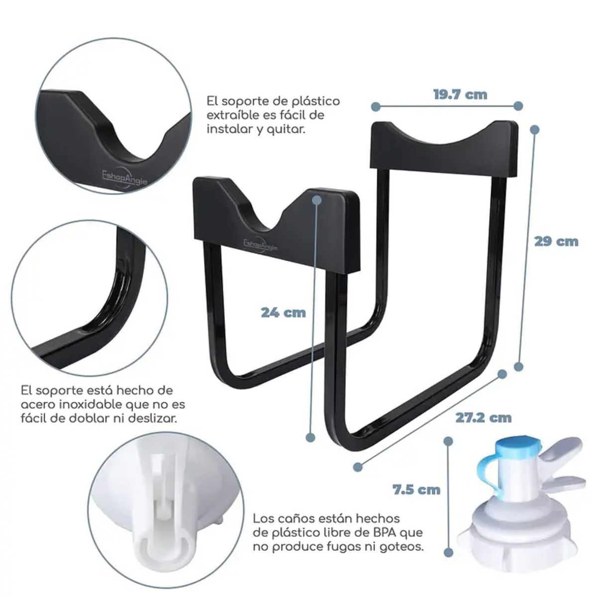 GENERICO - Soporte Rack Para Bidon Agua Con Boquilla Dispensador Base Resistente Multiuso