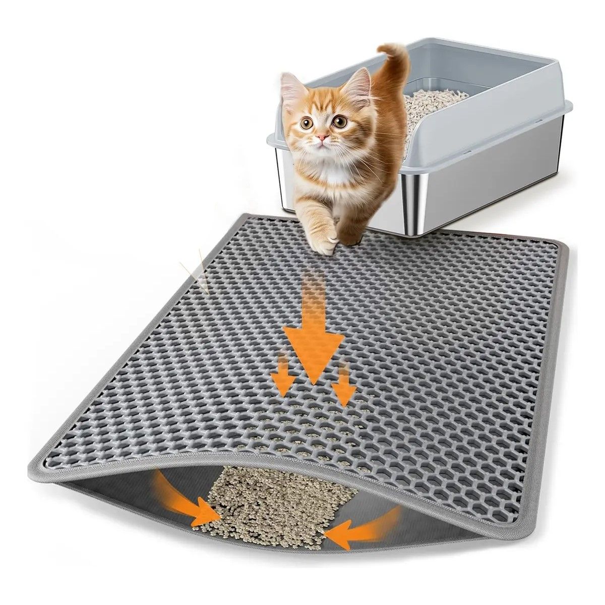GENERICO - Alfombra Atrapa Arena De Gatos Tapete Arenero Michis 60x45cm Gris BELUG