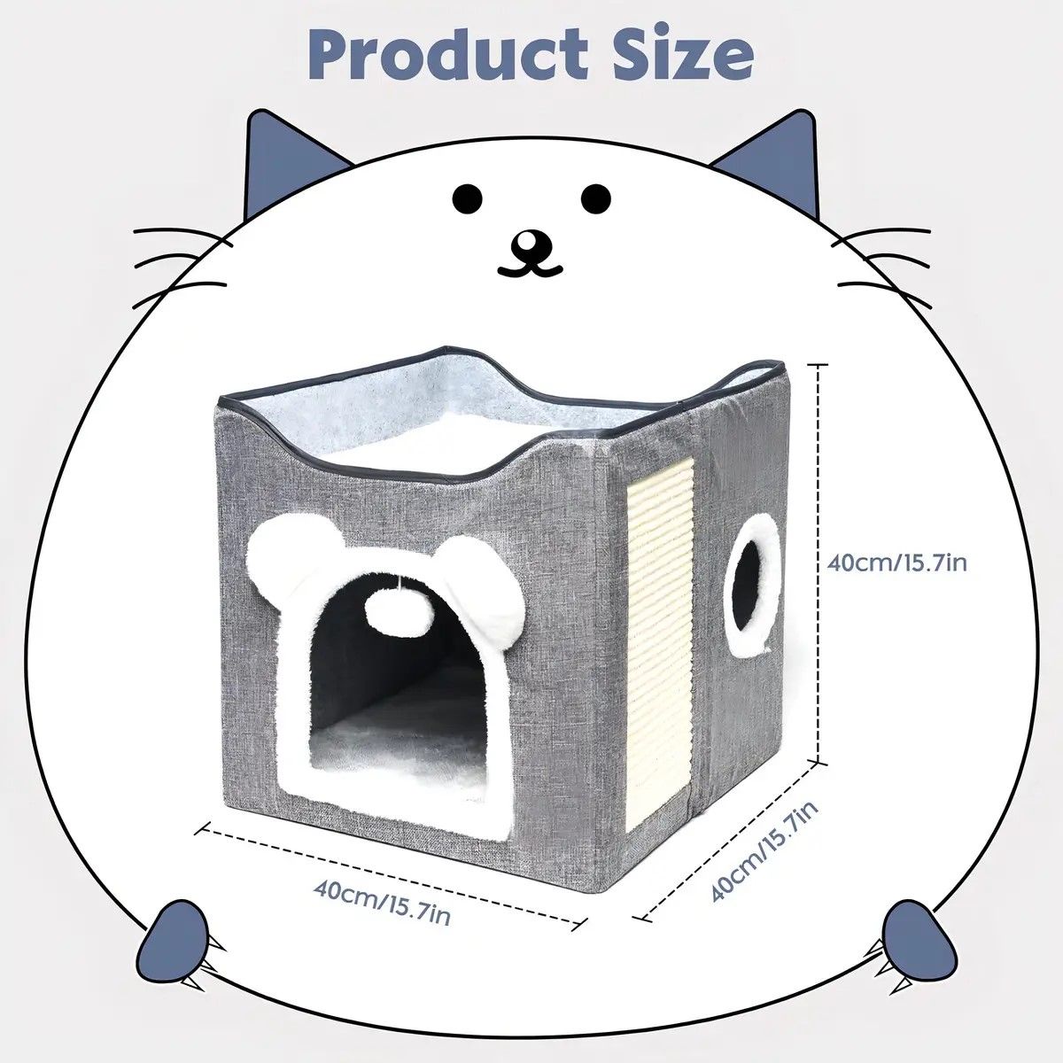 GENERICO - Cama Casa Para Gato Mascota Plegable Con Rascador Juguete Color Gris BELUG
