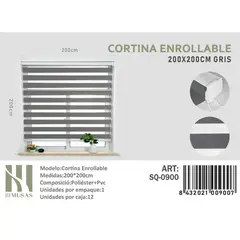 GENERICO - Cortina Roller Duo Lisa 200 x 200 color gris