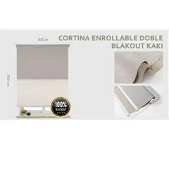 GENERICO - Cortina Enrollable Doble Blackout  jaspeada 160x200 cm color kaki