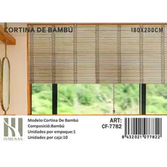 GENERICO - Persiana O Cortina Roller De Bambú 180x200 cm