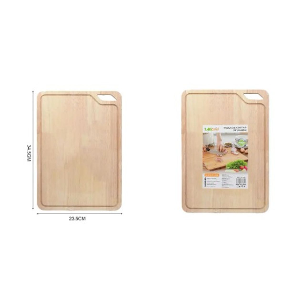GENERICO - Tabla de Cortar Profesional 23.5X34.5CM Madera Natural de Alta Resistencia  Diseño Gourmet para tu Cocina