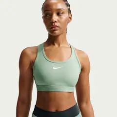 NIKE - Peto deportivo Swoosh Medium Support Verde Mujer