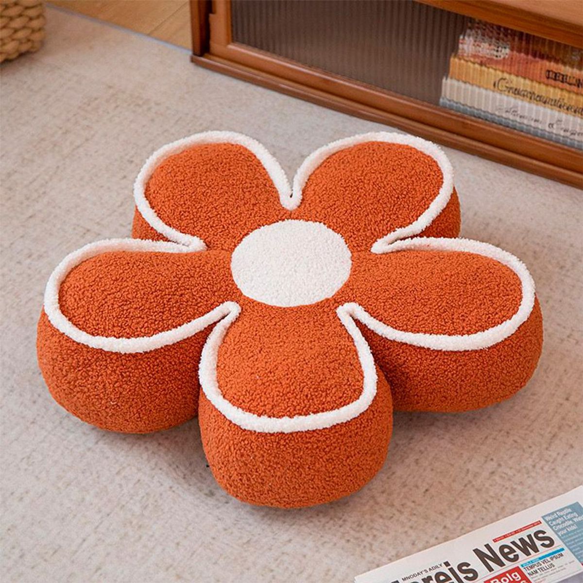 GENERICO - Cojín Decorativo Flor  Diseño Moderno Color terracota