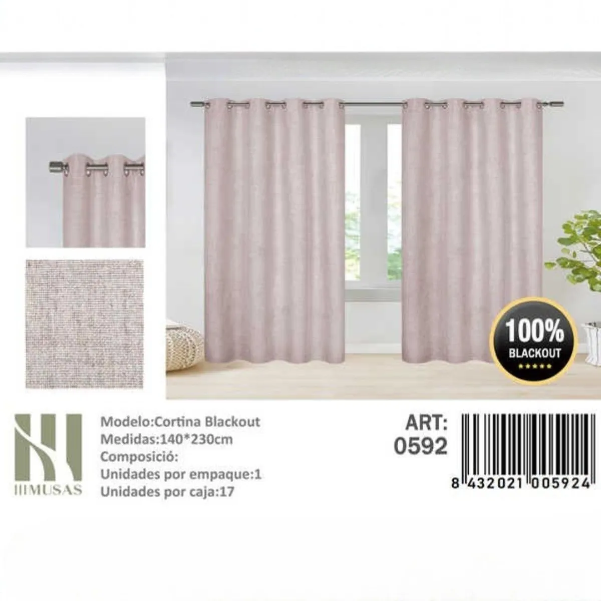 GENERICO - Cortinas blackout pack 2 Panos 140x230