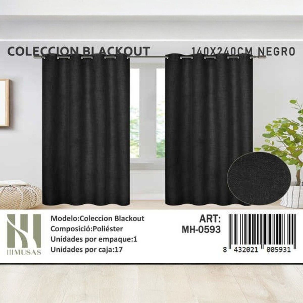 GENERICO - Juego De Cortinas Blackout 2 Paños 140x240 cm