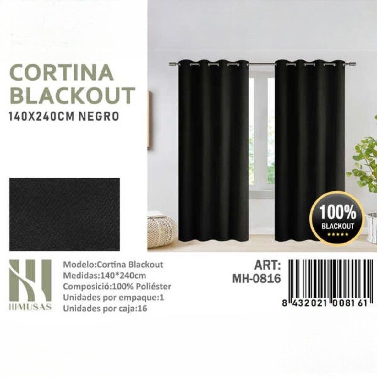 GENERICO - Juego De Cortinas Blackout 2 Paños 140x240 cm